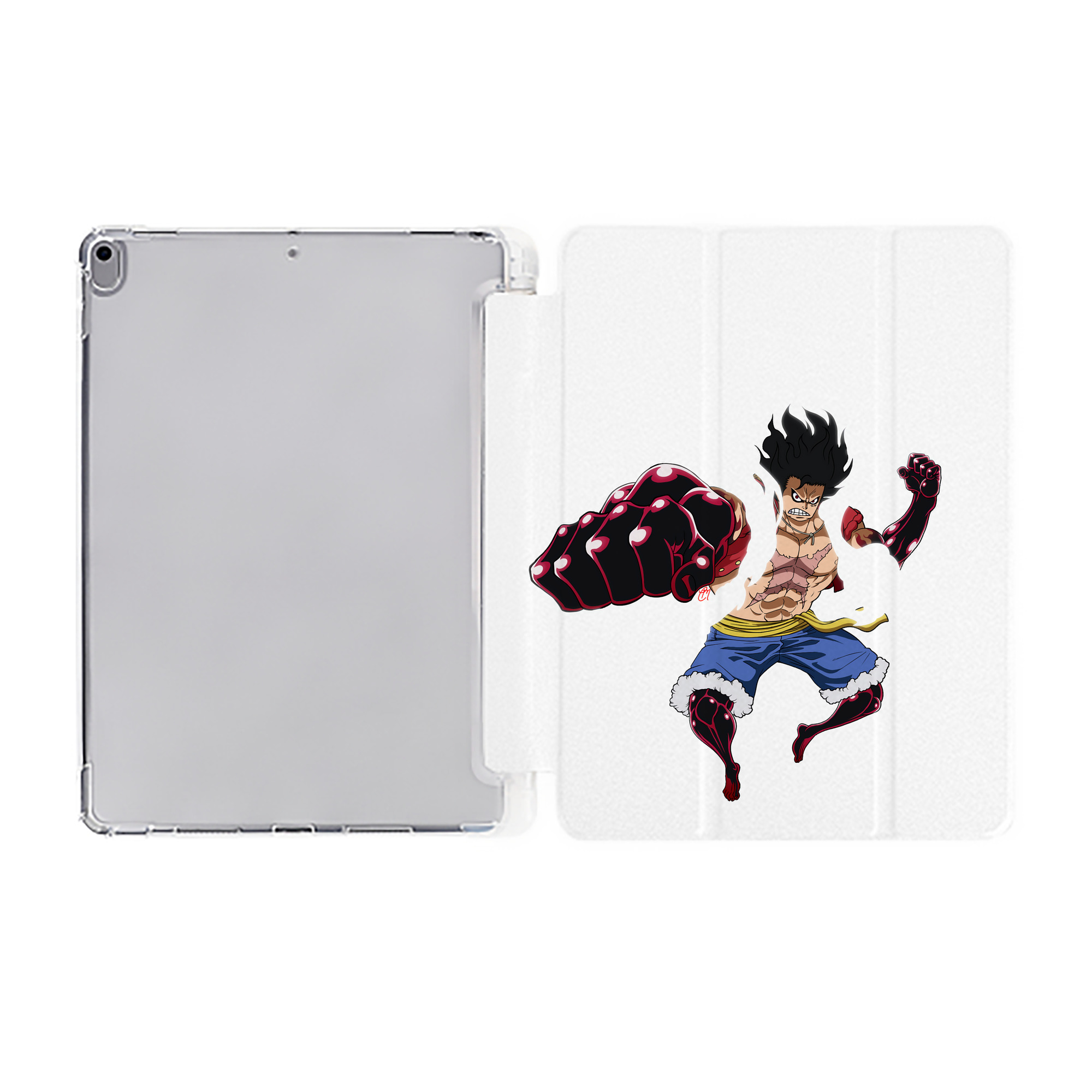 （画像用） ワンピース モンキー・D・ルフィ ONE PIECE Monkey D. Luffy IPad ケース ペン収納付き 三つ折りスタンド PUレザー×シリコン 対応機種9.5/10.5/10.9インチ